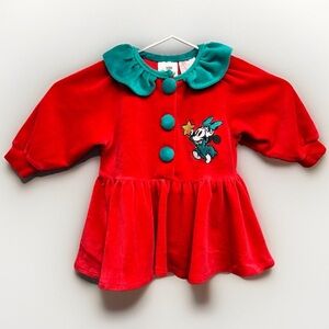 Disney Store Baby Red‎ Velvet Minnie Mouse One Piece Dress Size 6 Month Vintage